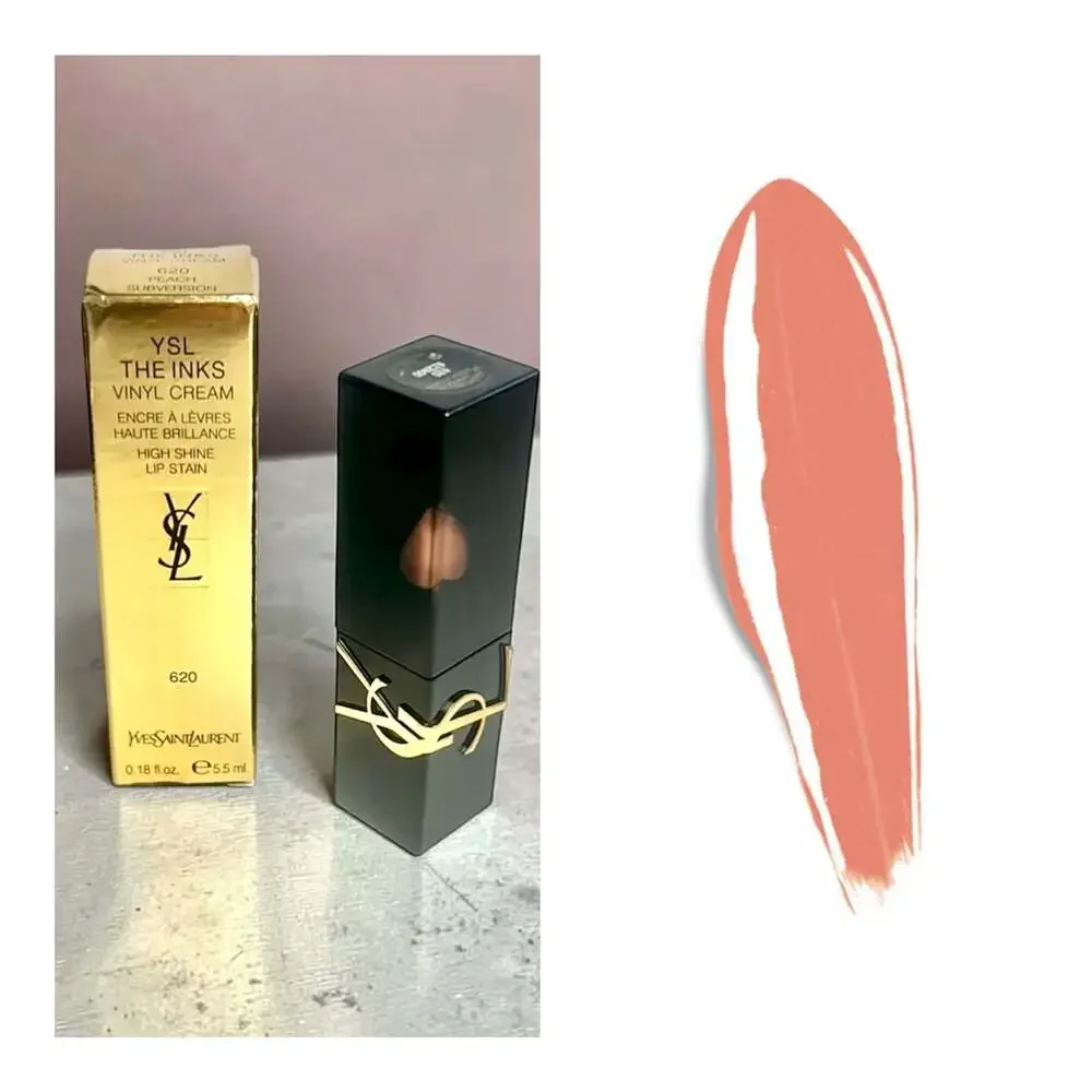 YSL The Inks Vinyl Cream High Shine Lip Stain in shade 620 Peach Subversion